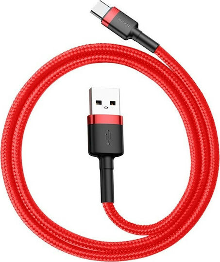Baseus Cafule Плетен USB 2.0 Кабел USB-C Мъжки - USB-A Червен 0.5m CATKLF-A09