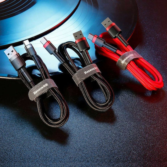 Baseus Cafule Плетен USB 2.0 Кабел USB-C Мъжки - USB-A Червен 0.5m CATKLF-A09