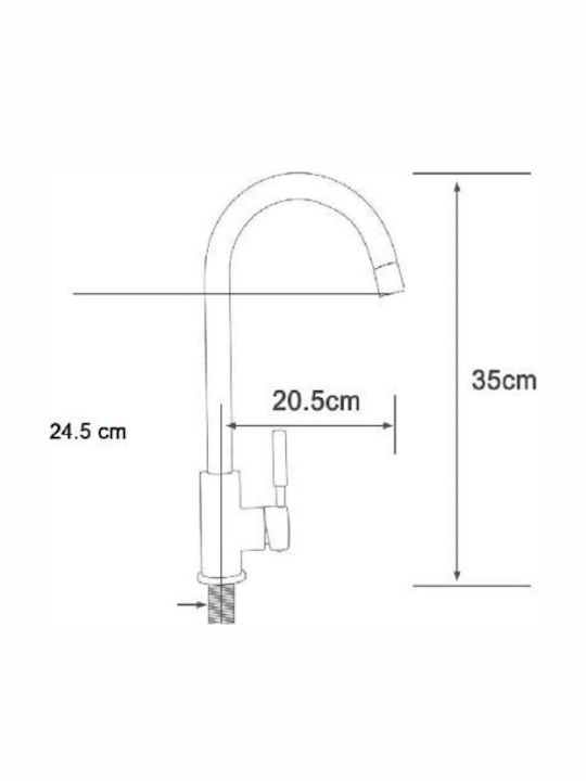 Venezia Stilo Tall Kitchen Faucet Counter Inox Silver