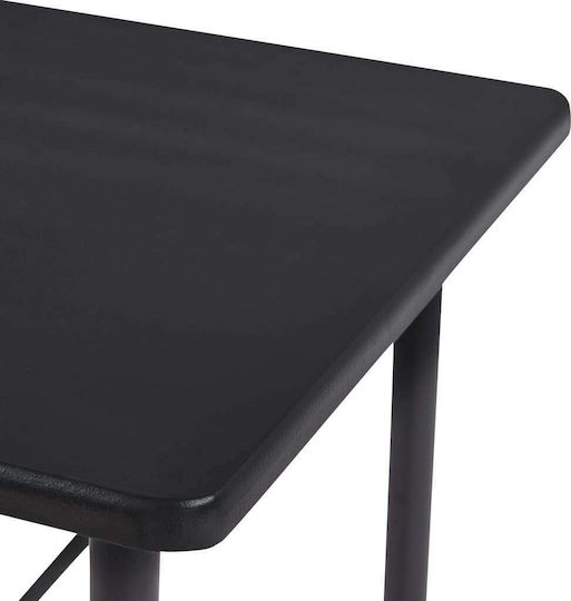 Outdoor Bar Free Standing Table with Wood Surface and Metal Frame Black 120x60x110cm