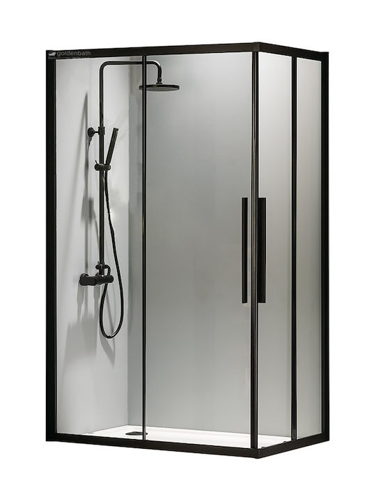 Devon Flow Corner Entry CF90C-400 Cabin for Shower with Sliding Door 90x90x195cm Clean Glass Black Matt