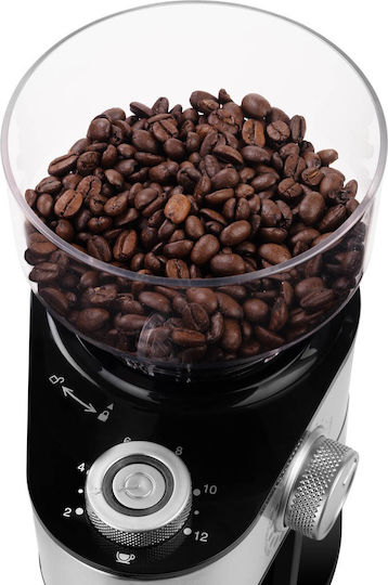 ECG KM 1412 Electric Coffee Grinder 200W for 240gr Beans and 18 Grind Levels Black