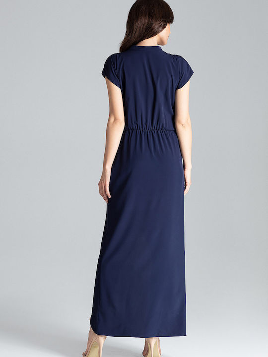 Lenitif L033 Midi Dress Navy Blue