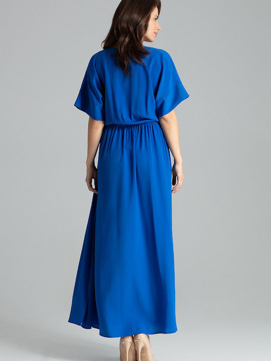 Lenitif L055 Maxi Evening Dress Wrap Blue