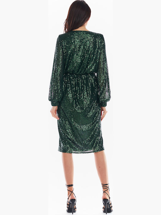 Awama Midi Rochie de Seară Înfășurați Verde