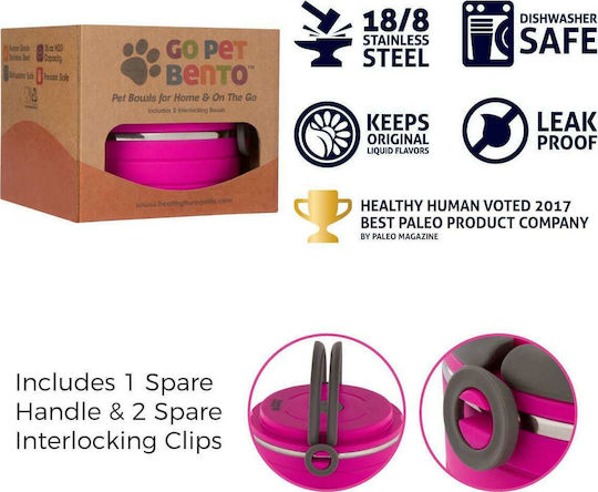 Healthy Human On The Go Pet Bento Stainless Steel Food and Water Bowl for Dog and Cat 450ml 2 Pieces