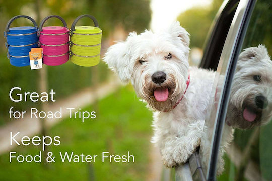 Healthy Human On The Go Pet Bento Stainless Steel Food and Water Bowl for Dog and Cat 450ml 2 Pieces