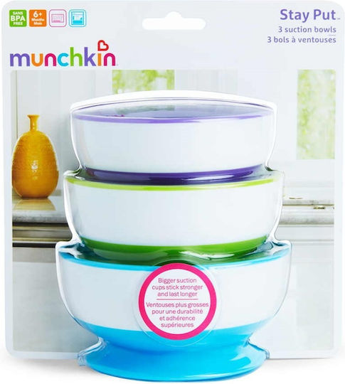 Munchkin Baby Food Bowl 6m+ made of Plastic Multicolour Blue-Green-Purple 3pcs