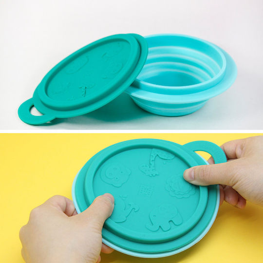Marcus & Marcus Silicone Bowl with Foldable Lid Turquoise
