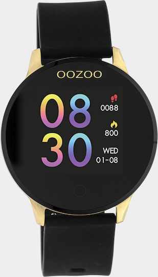 Oozoo Q00120 Stainless Steel 43mm Smartwatch with Heart Rate Monitor (Gold / Black)