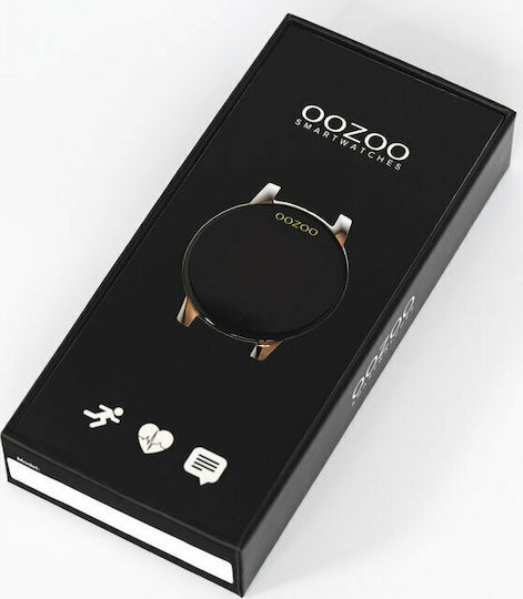 Oozoo Q00120 Stainless Steel 43mm Smartwatch with Heart Rate Monitor (Gold / Black)