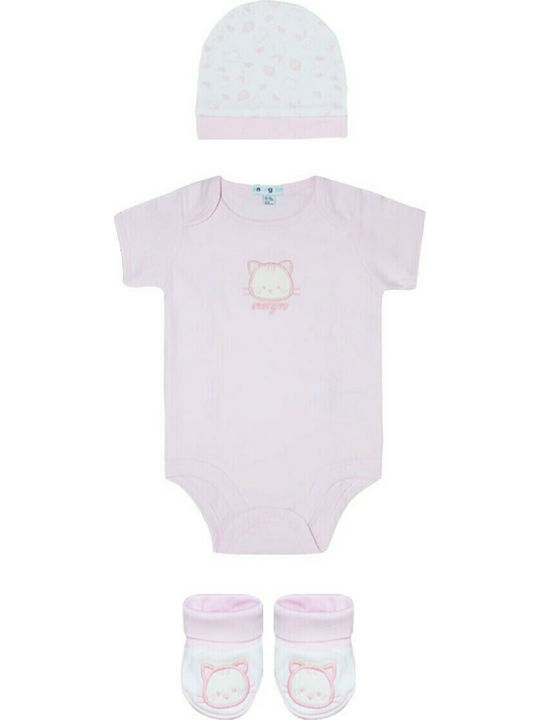 Energiers Set Babystrampler Langärmliges mit Mütze Rosa 5Stück