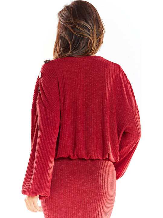 Awama Women's Long Sleeve Sweater Red