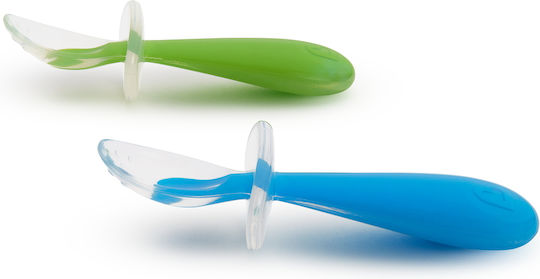 Munchkin Baby Set with Gentle Spoons Made of Silicone for 6+ Months Blue/Green 2 Pieces
