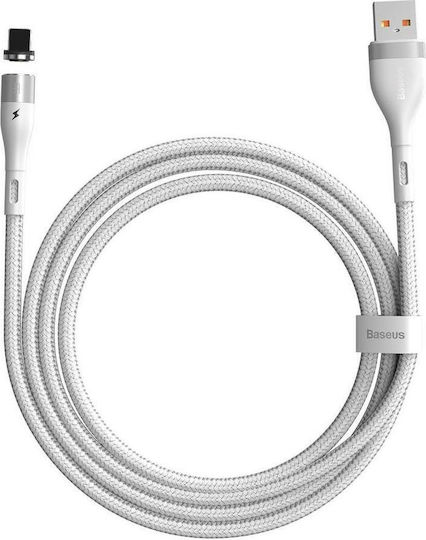 Baseus Zinc Braided / Magnetic Detachable USB-A to Lightning Cable White 1m (CALXC-K02)