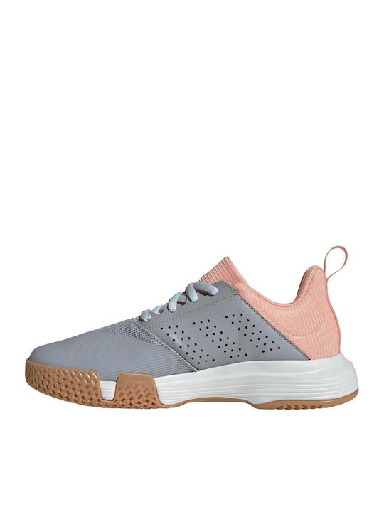 Adidas Essence Indoor Γυναικεία Αθλητικά Παπούτσια Βόλεϊ Halo Silver / Cloud White / Glow Pink