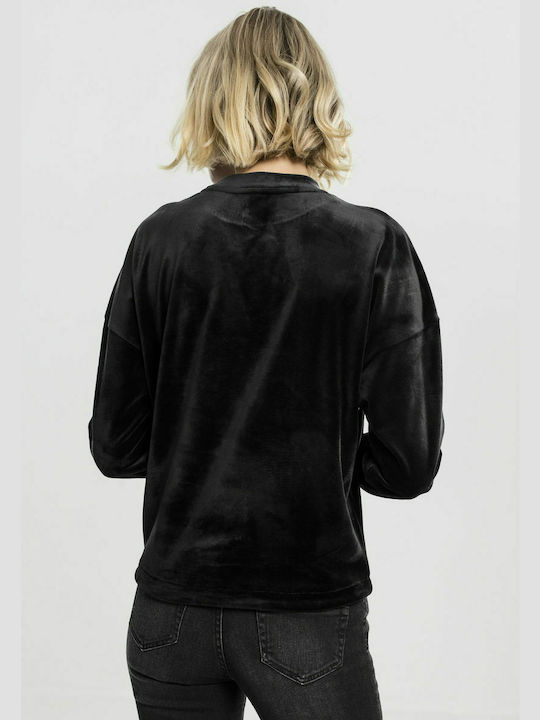 Urban Classics TB1730 Women's Velvet Sweatshirt Black