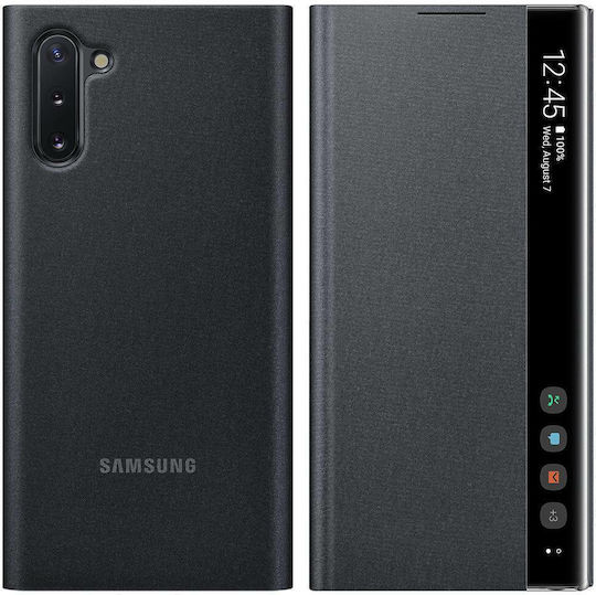 Samsung Clear View Cover Book Synthetic Leather / Plastic Black (Galaxy Note 10)