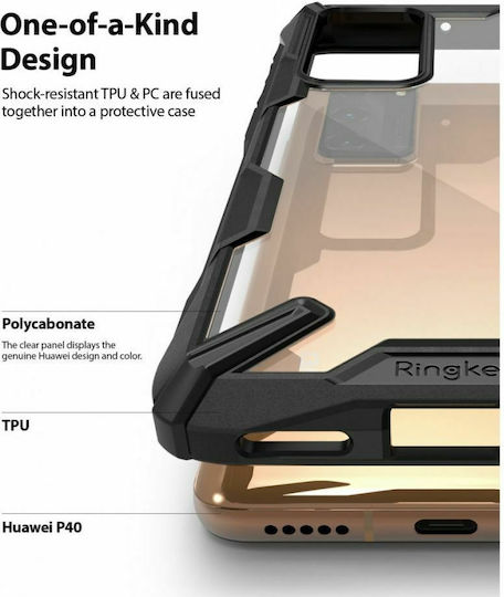 Ringke Fusion-X Back Cover Πλαστικό 2mm με Λουράκι Μαύρο (Huawei P40)