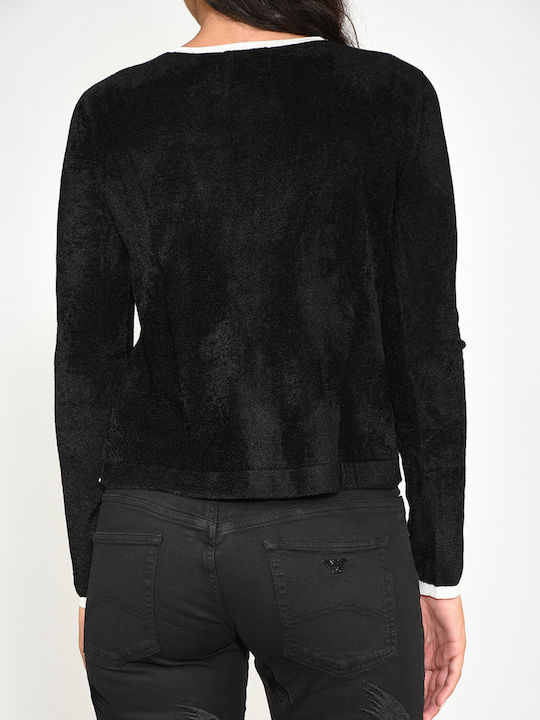 Emporio Armani Κοντή Γυναικεία Ζακέτα με Κουμπιά σε Μαύρο Χρώμα