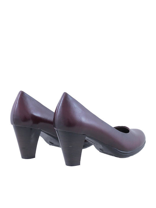 C3277 Pumps mit Chunky mittelhohem Absatz Burgundisch