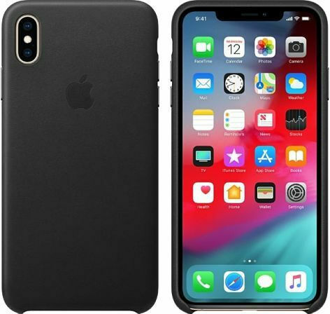 Apple Leather Case Задна корица Кожа Черен (iPhone XS Max)