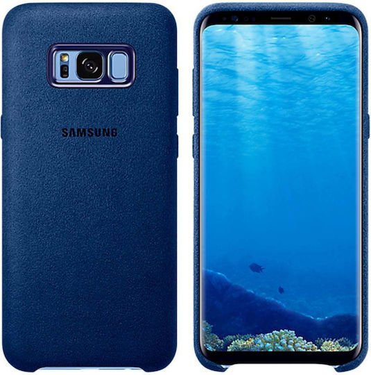 Samsung Alcantara Cover Umschlag Rückseite Synthetisches Leder Blau (Galaxy S8+)
