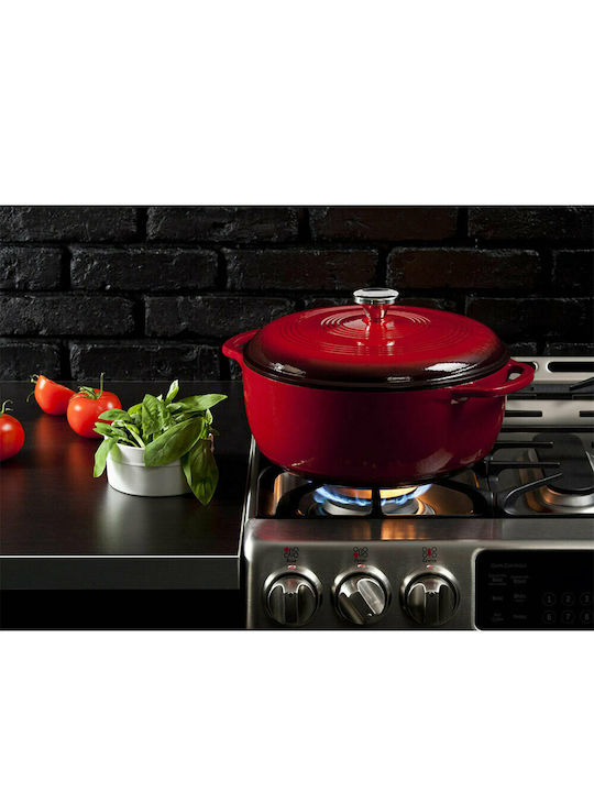 Lodge Βαθιά Κατσαρόλα από Μαντέμι 5.68lt / 34.5cm Red