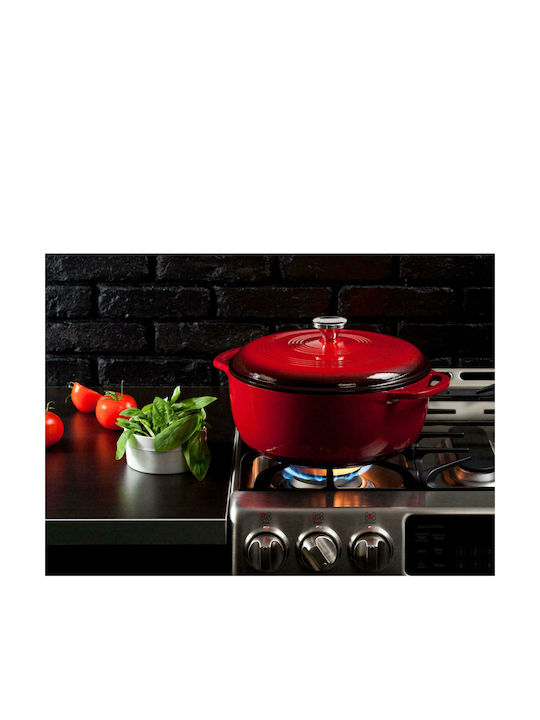 Lodge Βαθιά Κατσαρόλα από Μαντέμι 7.38lt / 36cm Red
