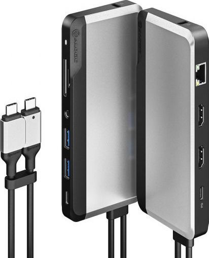 Alogic USB-C dublu / USB-A Stație de andocare cu 4K PD Ethernet Argintiu (U2CSH-SGR)