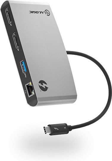 Alogic USB-C Docking Station με 4K Ethernet Ασημί (TB3D2DPBL-SGR)