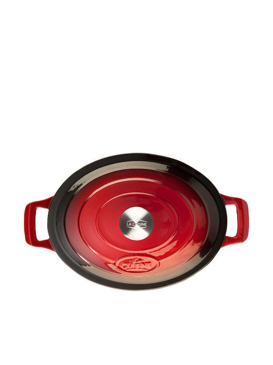 La Cuisine Deep Pot made of Cast Iron 6.5lt / 32cm Red