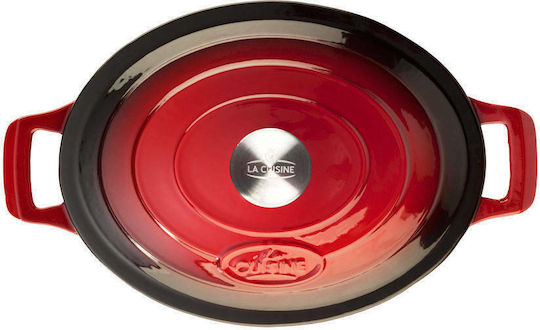 La Cuisine Flacher Topf aus Gusseisen 6.5Es / 32cm Red