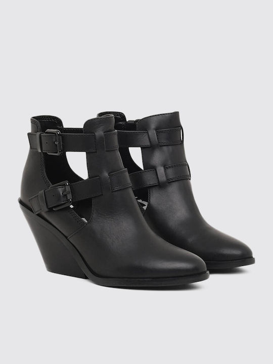 D-Flamingo Leder Stiefeletten Damen Schwarz