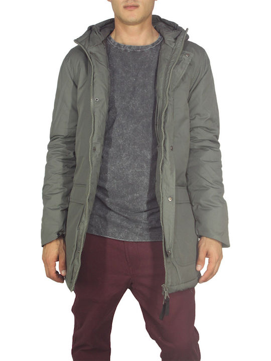 Anerkjendt Pileman gefütterte Parka grau-khaki mit Kapuze Herren Regular Fit - 9416903