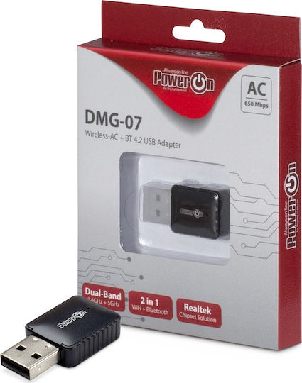 Inter-Tech DMG-07 USB Netzwerkadapter mit Drahtloser Verbindung Wi-Fi 650Mbps