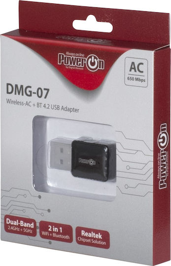 Inter-Tech DMG-07 USB Netzwerkadapter mit Drahtloser Verbindung Wi-Fi 650Mbps
