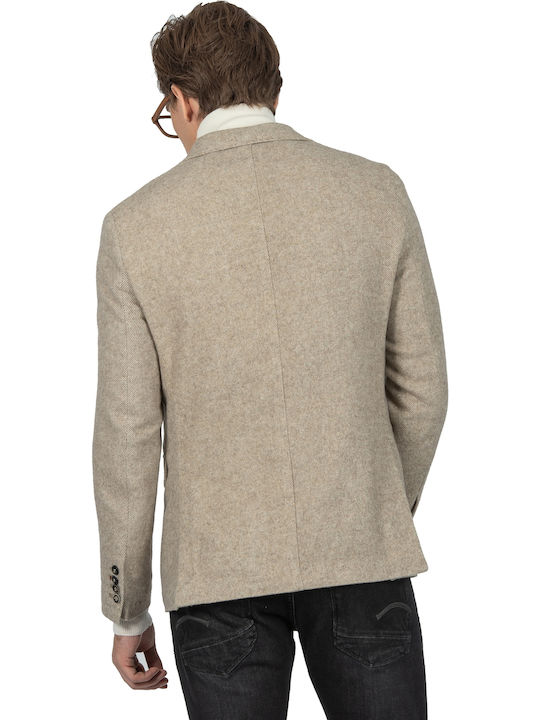 Besilent Man 0213 Men's Suit Jacket Regular Fit Beige