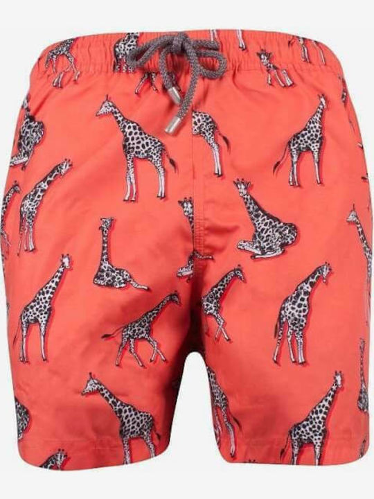 John Frank Giraffe Herren Badebekleidung Shorts Orange mit Mustern