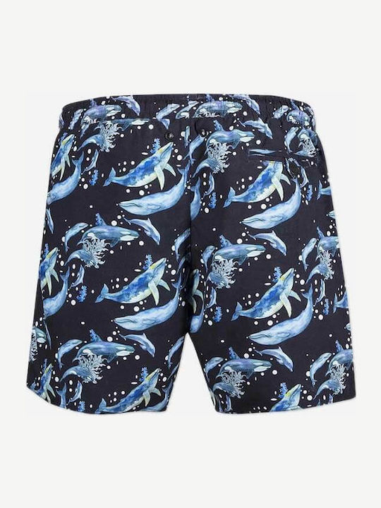 John Frank Undersea Men's Swimwear Shorts Black with Patterns