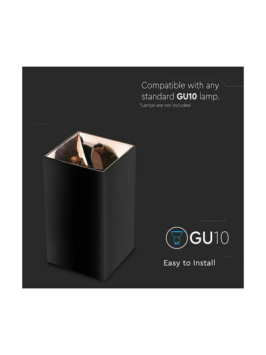 V-TAC Single Spot with Socket GU10 in Black Color