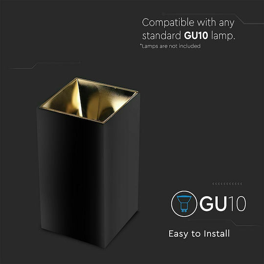 V-TAC Single Spot with Socket GU10 in Black Color