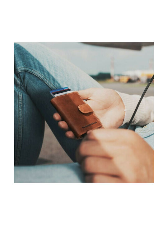 The Chesterfield Brand Loughton Men's Leather Card Wallet with RFID και Slide Mechanism Tabac Brown