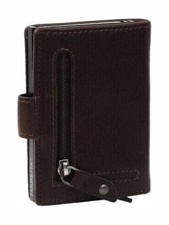 Loughton Leather Men's Wallet Cards with RFID and Slide Mechanism Brown