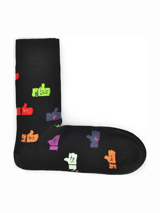 John Frank Herren Gemusterte Socken Schwarz 1Pack