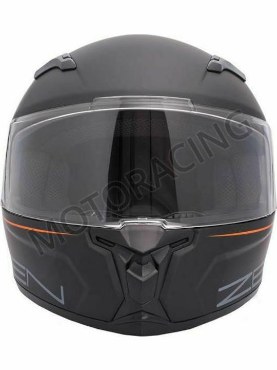 Zen ZN-820 Черно/Оранжево Матирано Каска за Мотор Full Face ECE 22.05 1500 гр