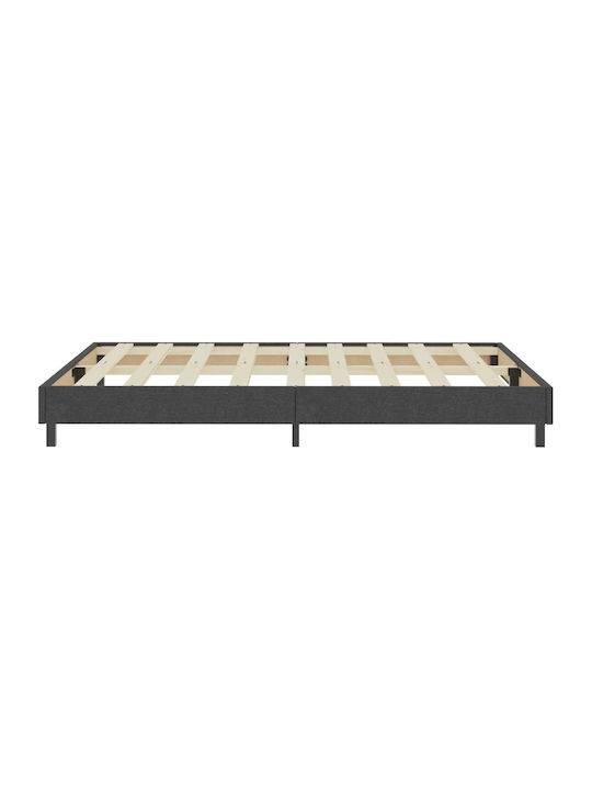 Doppelbett Mit Stoff Dunkelgrau Mit Lattenrost Für Matratze 140x200cm