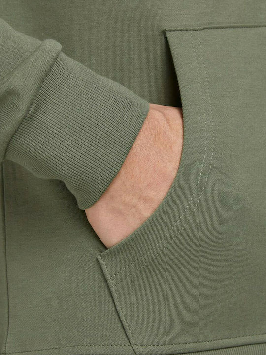 Men's Cardigan with Hood & Pockets Olive