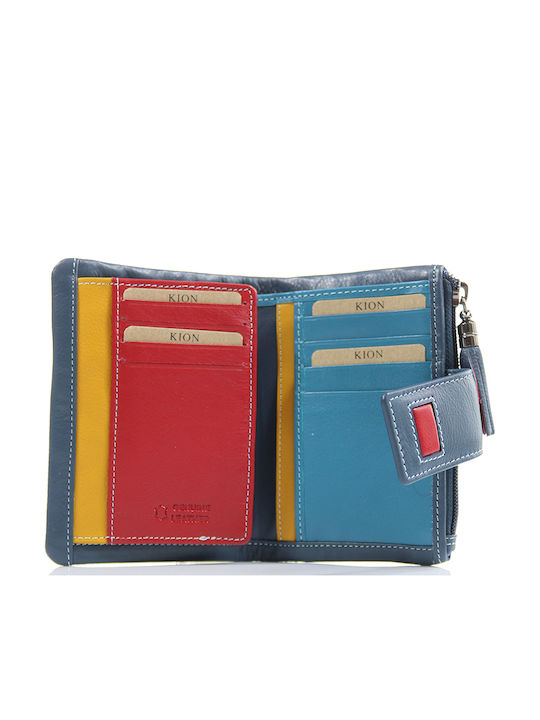 Small Leather Women's Wallet Classic Blue / Red