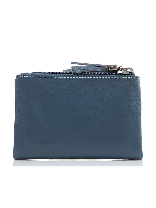 Small Leather Women's Wallet Classic Blue / Red